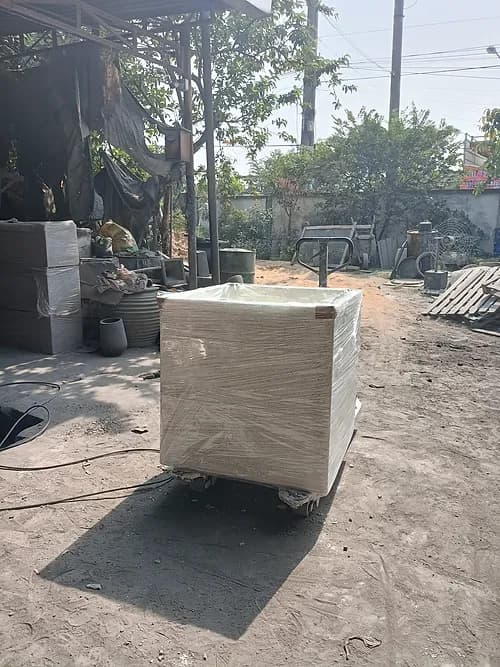 Chậu đá mài vuông trắng 80x80x80cm